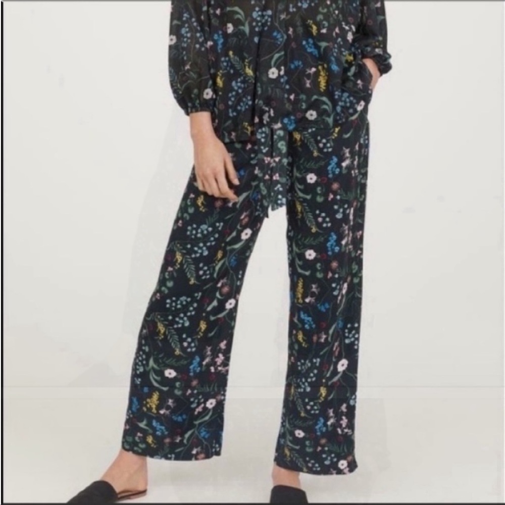 Anna Glover x H&M Floral Palazzo Pants Green Size 4 Career business Pants - Picture 10 of 11